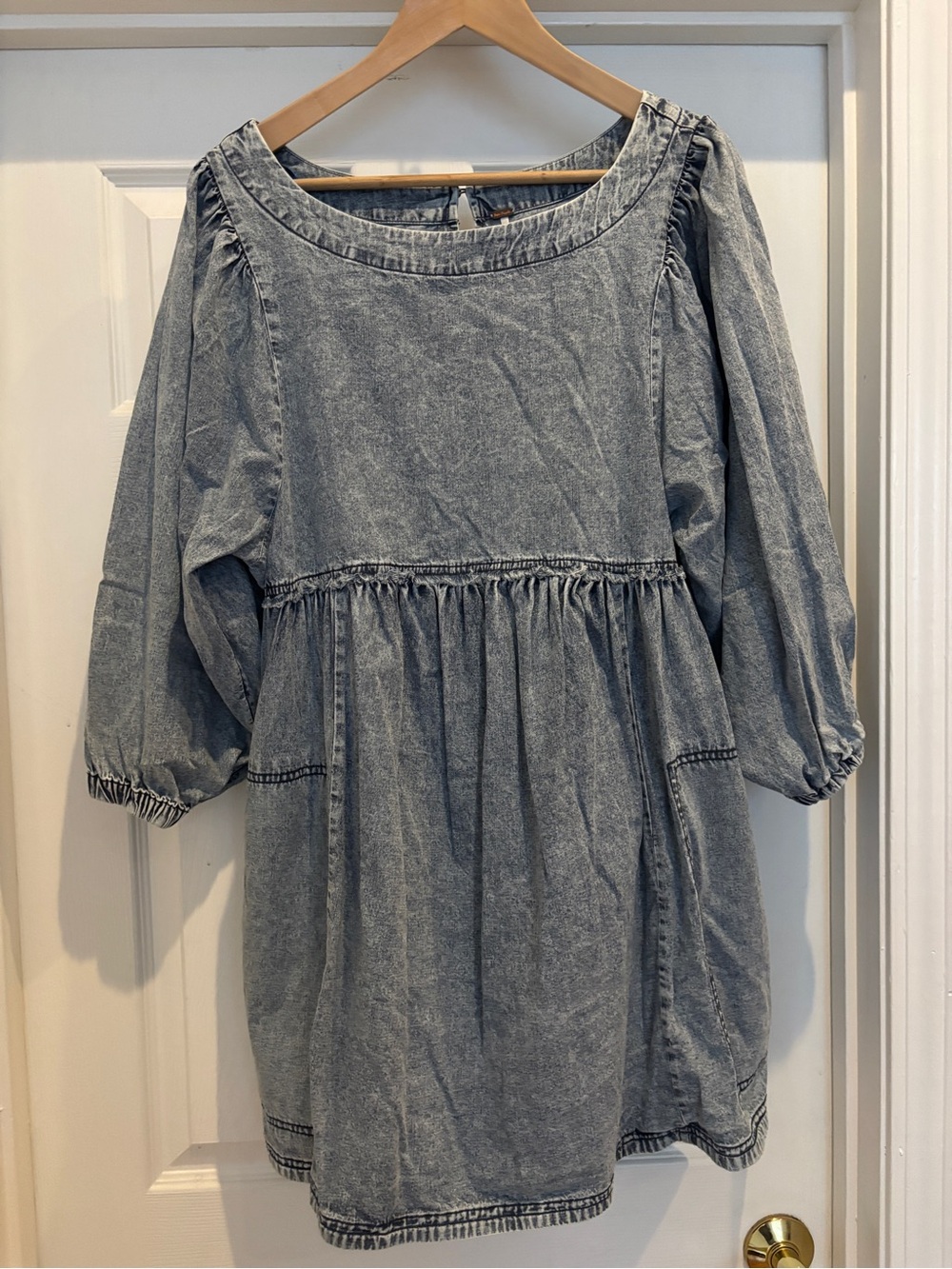 Free People "Get Obsessed" Denim Babydoll Mini Dress